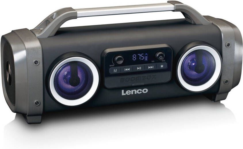 Lenco Splashproof Bluetooth speaker FM radio USB en SD met Licht effecten Zwart