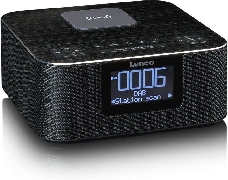 Lenco DAB+ FM-wekkerradio met Bluetooth en draadloos opladen Zwart