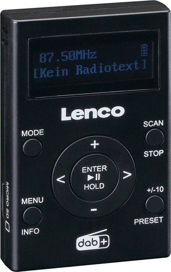 Lenco Pocket DAB+ FM radio en MP3 speler Zwart