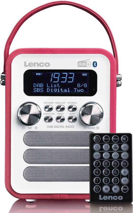 Lenco Draagbare DAB+ FM Radio met Bluetooth en AUX-ingang oplaadbare batterij Wit-Roze