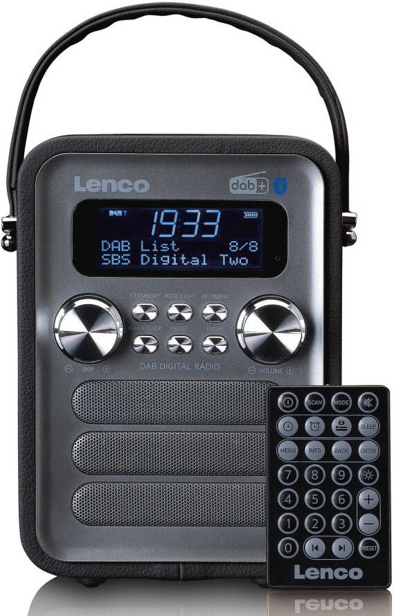 Lenco Draagbare DAB+ FM Radio met Bluetooth en AUX-ingang oplaadbare batterij Zwart-Antraciet