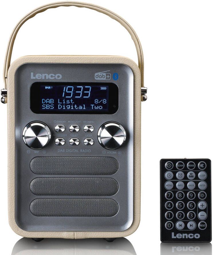 Lenco Draagbare DAB+ FM Radio met Bluetooth en AUX-ingang oplaadbare batterij Taupe