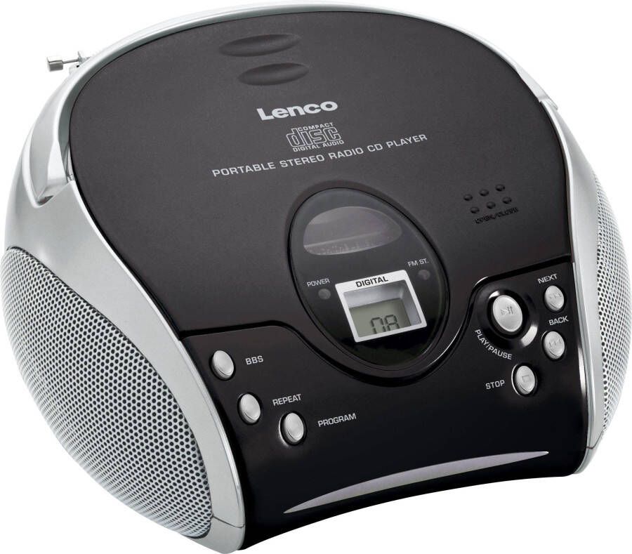 Lenco Draagbare stereo FM radio met CD-speler Zwart-Zilver