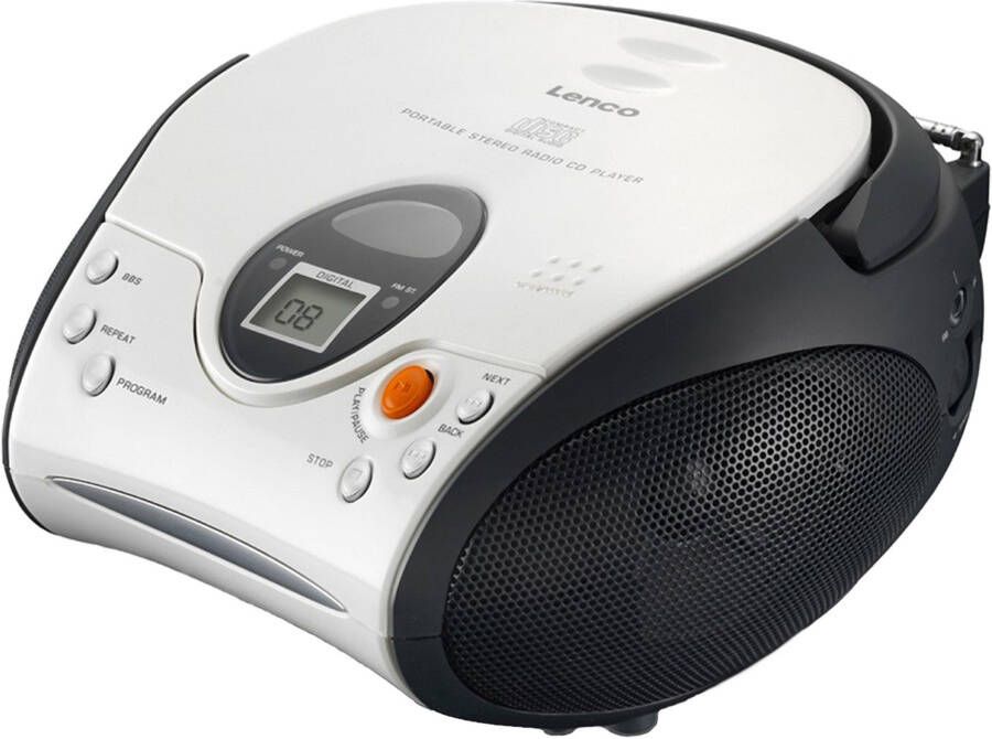 Lenco Draagbare stereo FM radio met CD-speler Wit