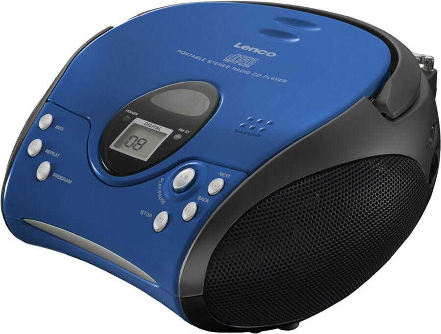 Lenco Draagbare stereo FM radio met CD-speler Blauw-Zwart
