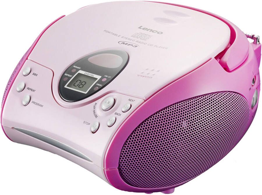 Lenco Draagbare stereo FM radio met CD-speler Roze
