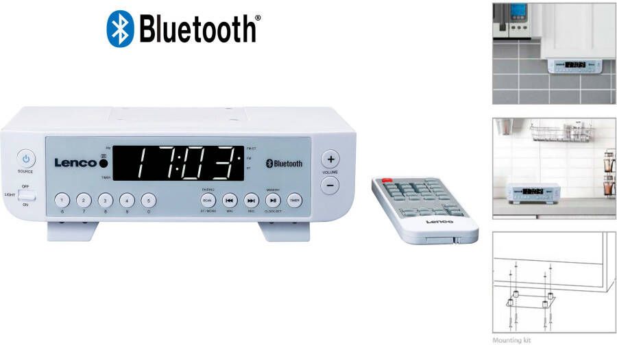 Lenco FM Keukenradio met Bluetooth LED-verlichting en timer Wit