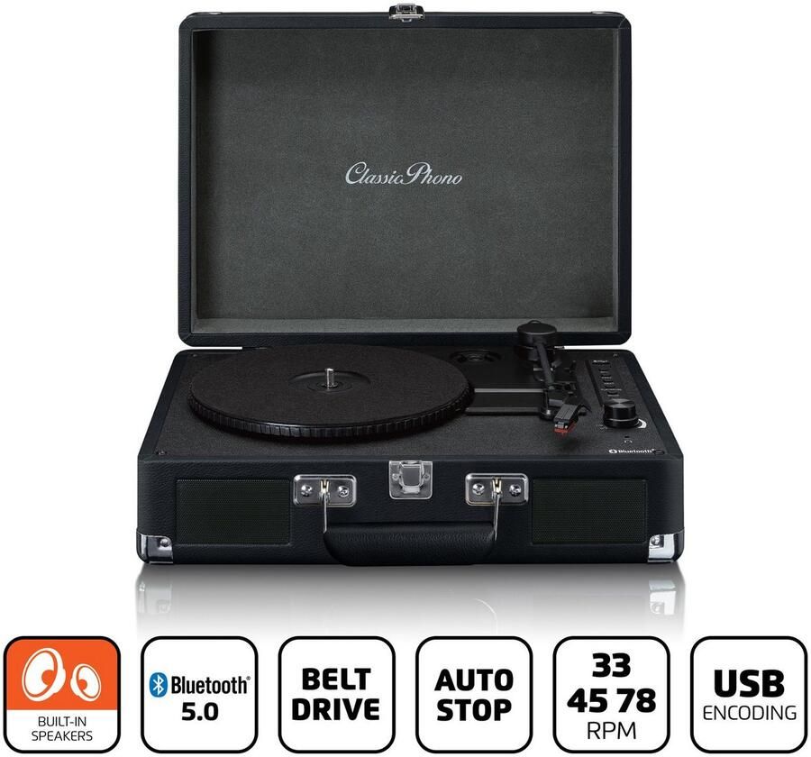 Lenco Platenspeler met Bluetooth ontvangst en ingebouwde speakers Classic Phono Zwart