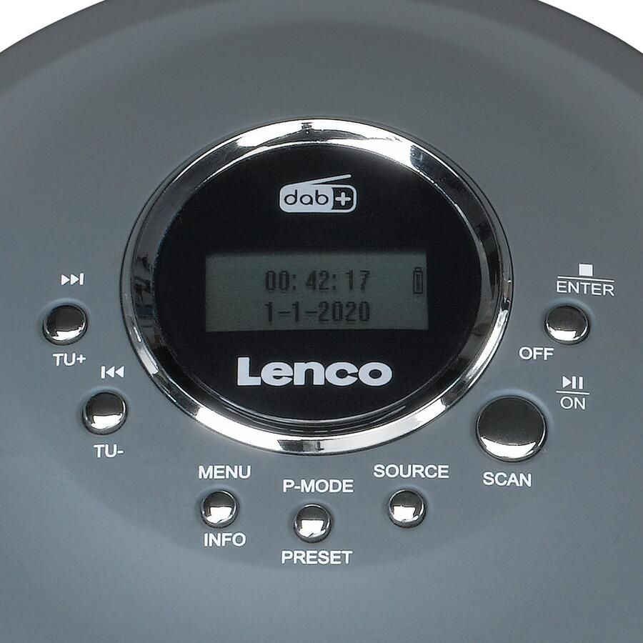 Lenco Discman met DAB+ FM radio oplaadbare batterij Antraciet