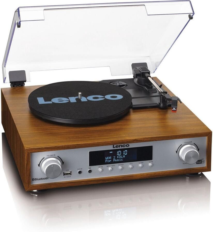 Lenco Radio-platenspeler MC-160WD Hifi-Set DAB+ FM-Radio platenspeler en Bluetooth
