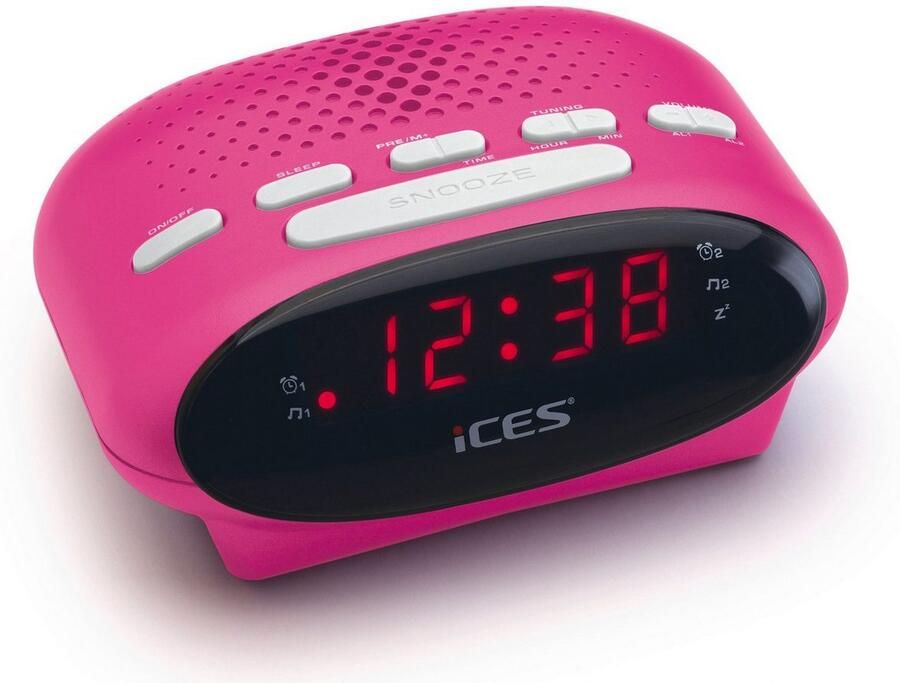 Lenco Wekkerradio ICR-210 FM-horloge radio met 2 wektijden en sluimerfunctie