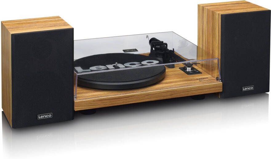 Lenco Platenspeler met ingebouwde versterker en Bluetooth plus 2 externe speakers Walnoot