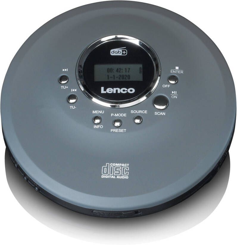 Lenco Discman met DAB+ FM radio oplaadbare batterij Antraciet