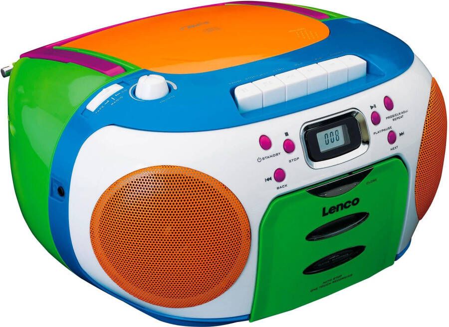 Lenco Draagbare FM radio CD Cassette speler Kids Multi kleuren