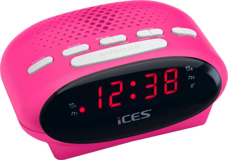 Lenco Wekkerradio ICR-210 FM-horloge radio met 2 wektijden en sluimerfunctie