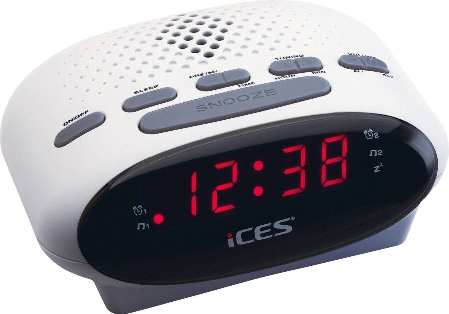 Lenco Wekkerradio ICR-210 FM-horloge radio met 2 wektijden en sluimerfunctie