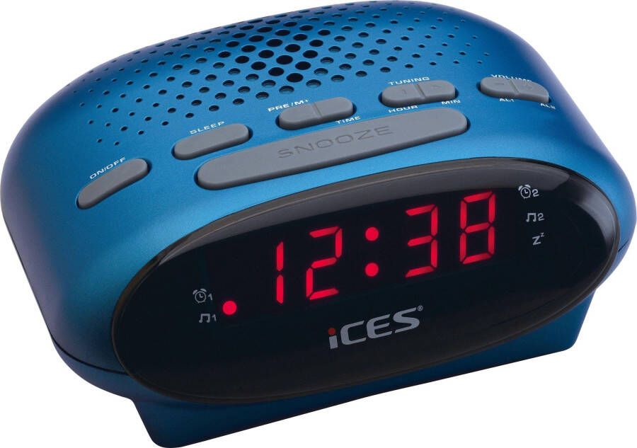 Lenco Wekkerradio ICR-210 FM-horloge radio met 2 wektijden en sluimerfunctie