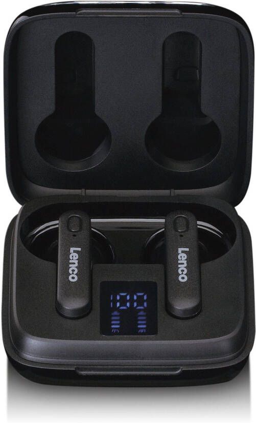 Lenco Draadloze oordopjes laadcase met display Bluetooth en TWS Zwart