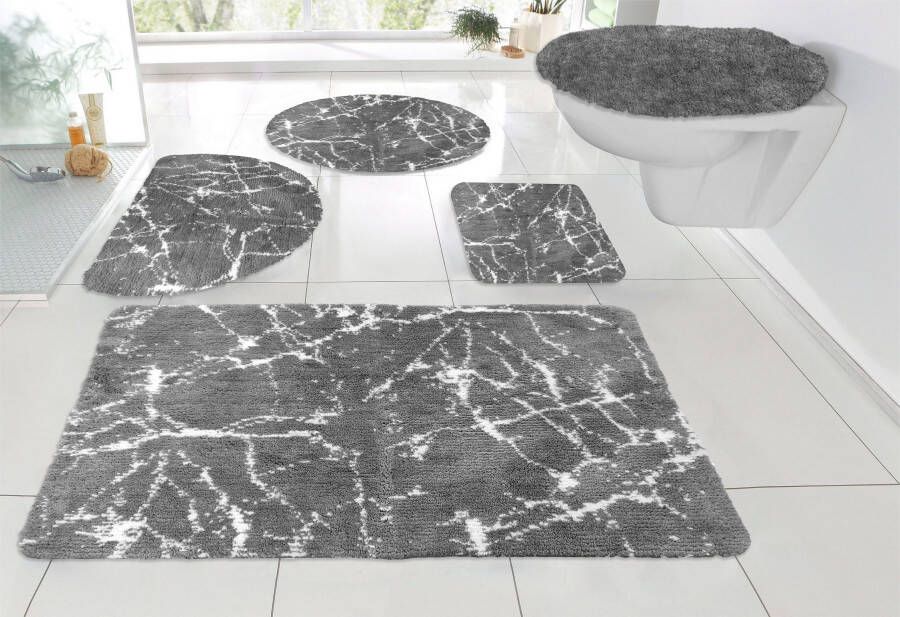 Leonique Badmat Marble Badmat marmer-design ook als 3-delige badmatten set