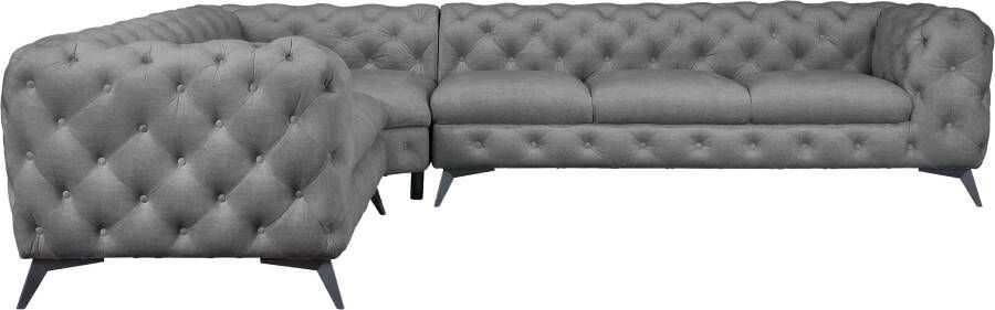 Leonique Chesterfield-bank Glynis luxueuze capitonnage moderne chesterfield look kleur van de poten ter keuze