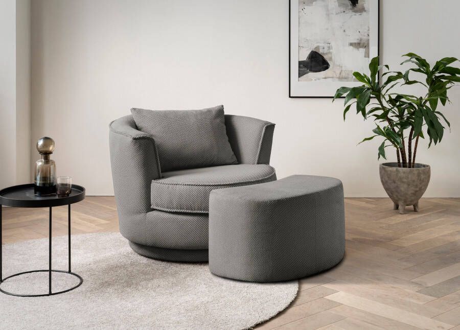 Leonique Draaibare fauteuil MAISIE Love Seat leesstoel stoelset met poef (2 stuks)