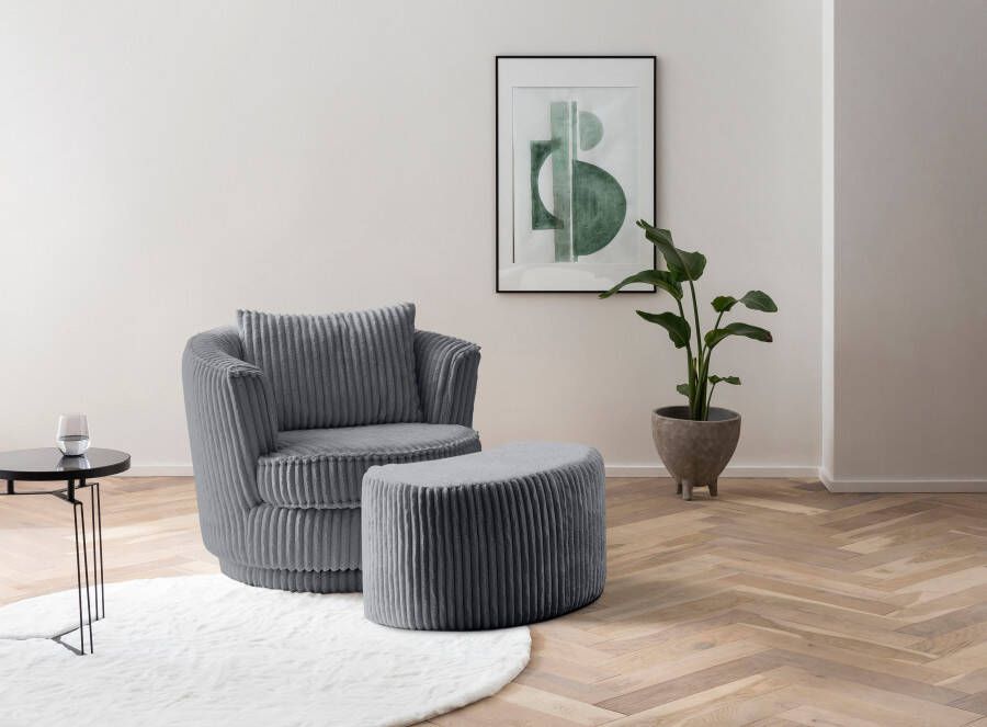 Leonique Draaibare fauteuil MAISIE Love Seat leesstoel stoelset met poef (2 stuks)