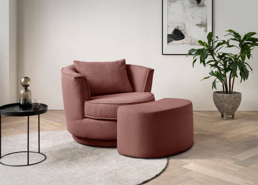 Leonique Draaibare fauteuil MAISIE Love Seat leesstoel stoelset met poef (2 stuks)