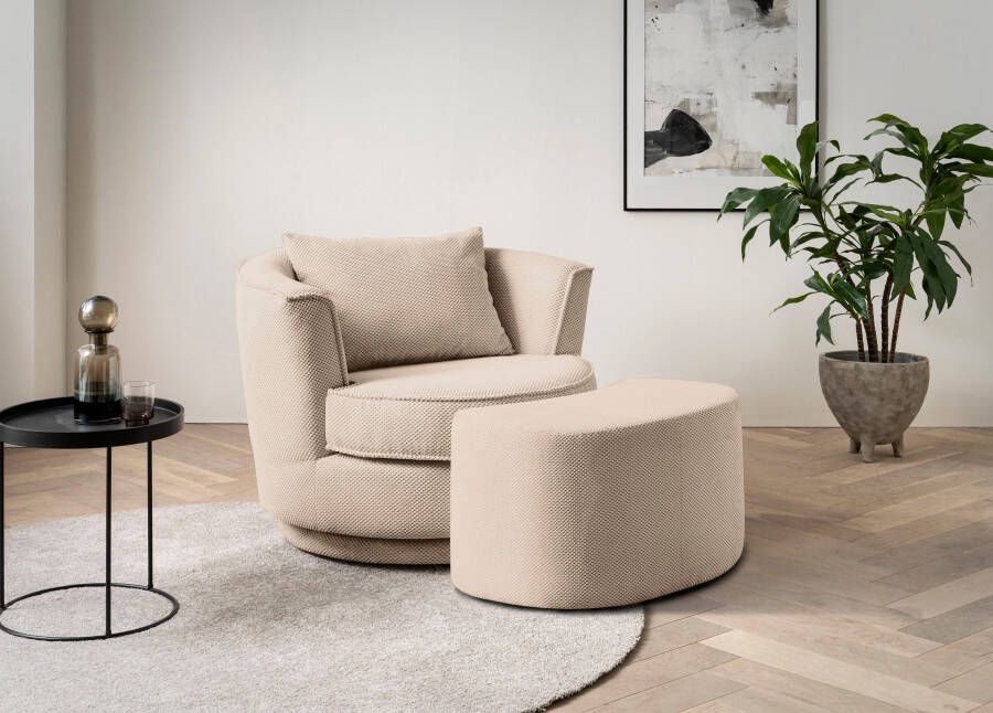 Leonique Draaibare fauteuil MAISIE Love Seat leesstoel stoelset met poef (2 stuks)