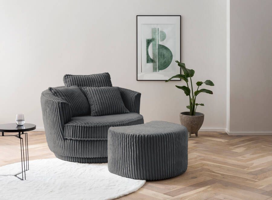 Leonique Draaibare fauteuil Maisie Set in MEGA CORD en geweven velours 360 graden draaibaar (2 stuks)