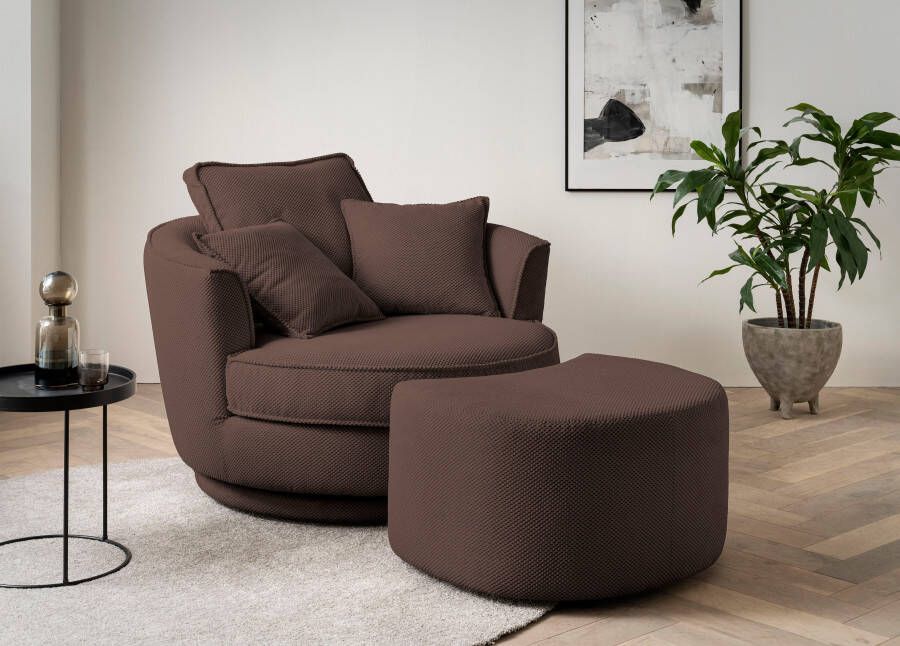 Leonique Draaibare fauteuil Maisie Set in MEGA CORD en geweven velours 360 graden draaibaar (2 stuks)