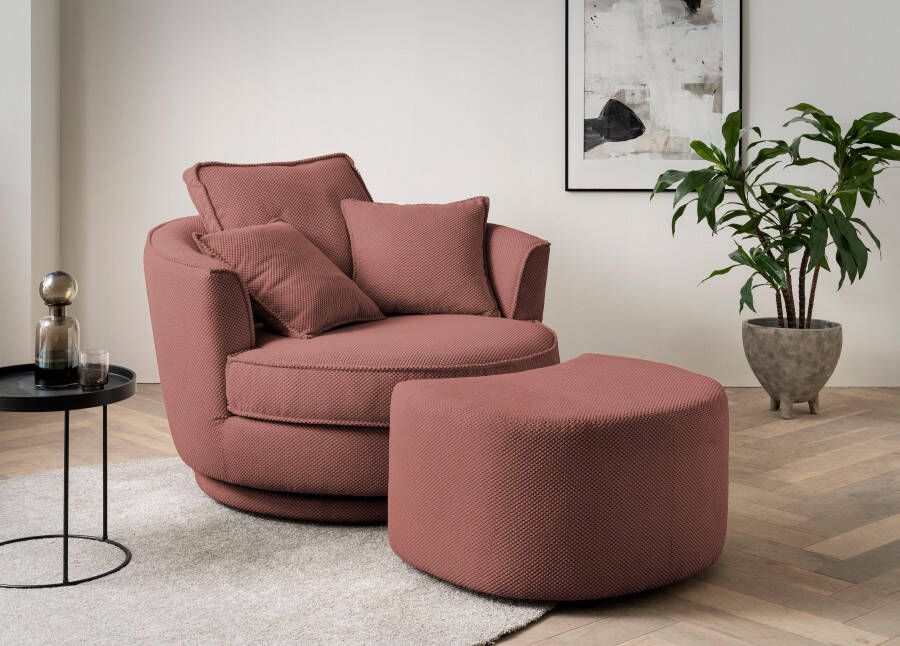 Leonique Draaibare fauteuil Maisie Set in MEGA CORD en geweven velours 360 graden draaibaar (2 stuks)