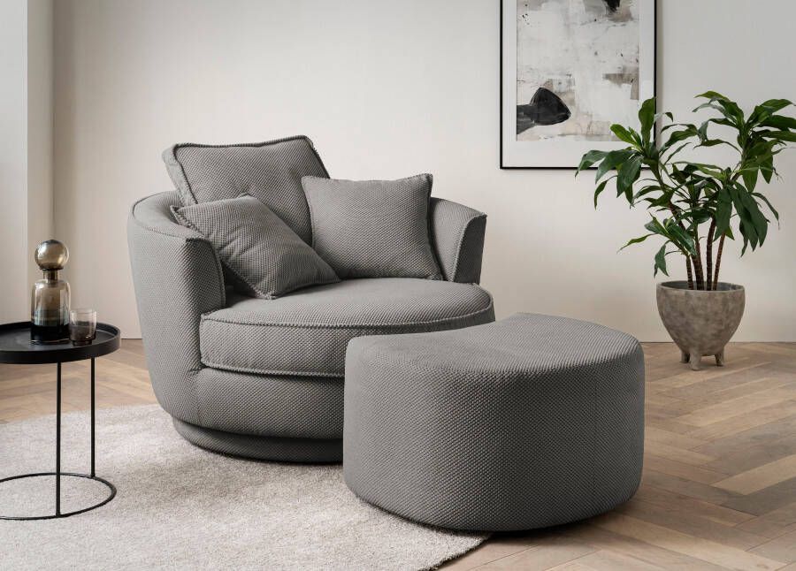 Leonique Draaibare fauteuil Maisie Set in MEGA CORD en geweven velours 360 graden draaibaar (2 stuks)