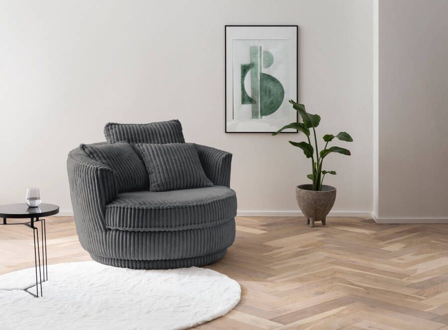 Leonique Draaibare fauteuil Maisie Zetel in MEGA CORD en geweven velours 360 graden draaibaar