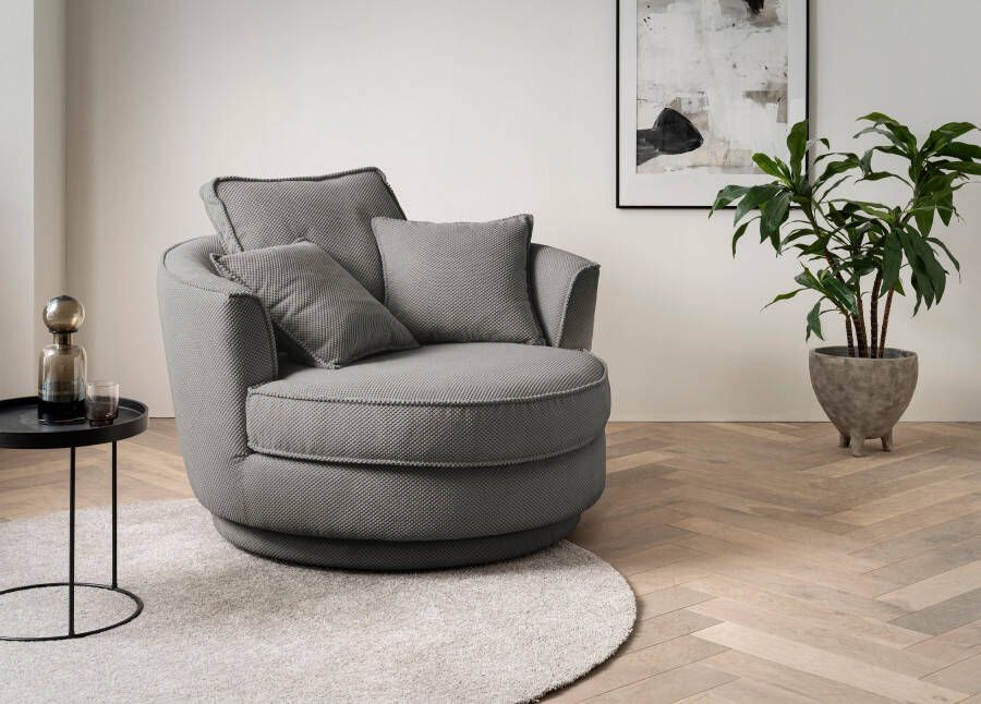 Leonique Draaibare fauteuil Maisie Zetel in MEGA CORD en geweven velours 360 graden draaibaar