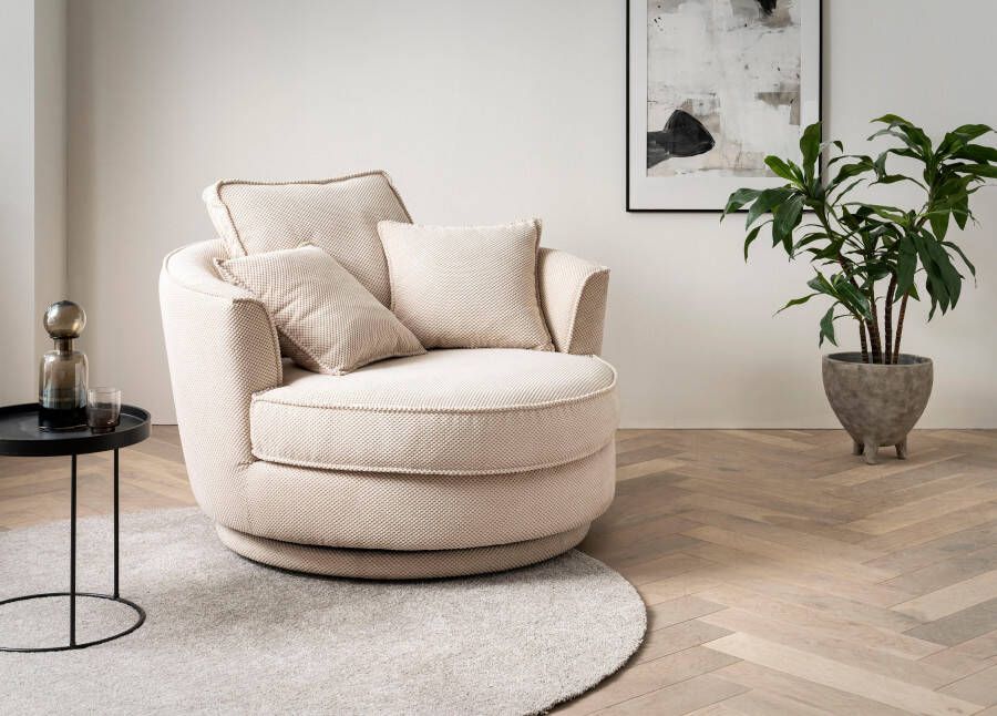 Leonique Draaibare fauteuil Maisie Zetel in MEGA CORD en geweven velours 360 graden draaibaar