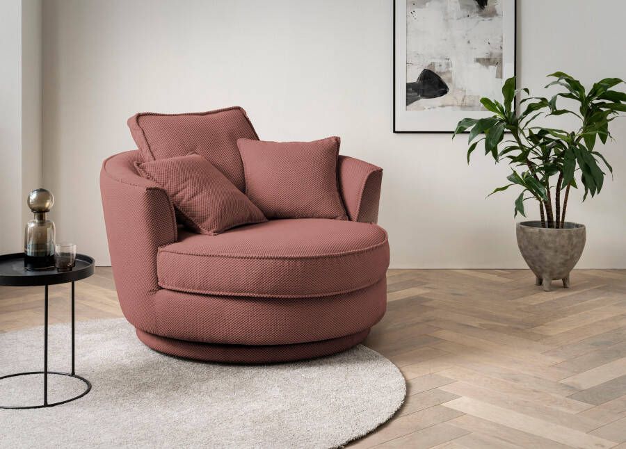 Leonique Draaibare fauteuil Maisie Zetel in MEGA CORD en geweven velours 360 graden draaibaar