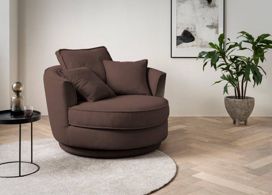 Leonique Draaibare fauteuil Maisie Zetel in MEGA CORD en geweven velours 360 graden draaibaar