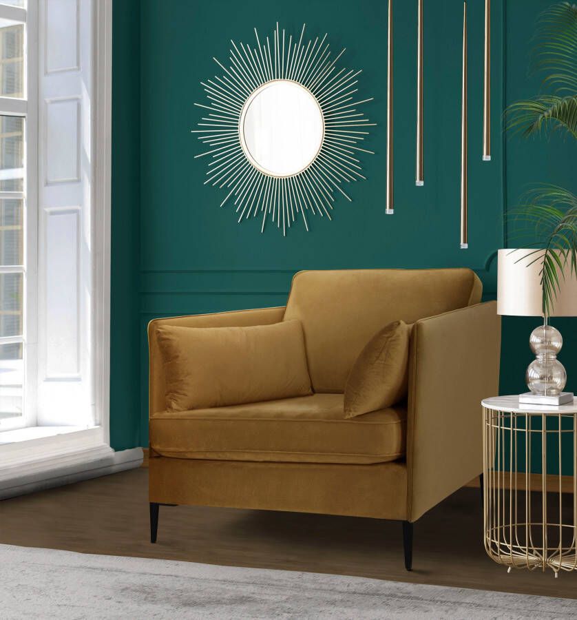 Home affaire Fauteuil Light inclusief losse sierkussens met smalle armleuningen en telescooppoten