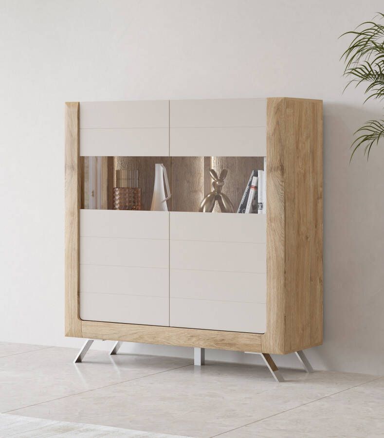 Leonique Highboard Kasai Hoogte 136 5 cm 2 deuren met glasinzet