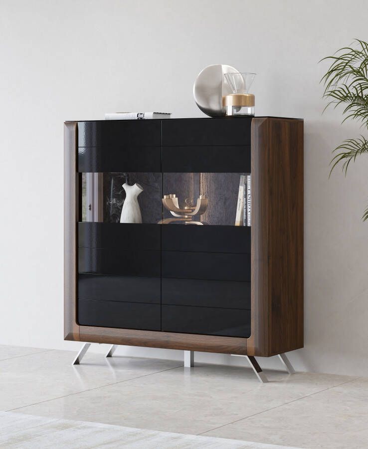 Leonique Highboard Kasai Hoogte 136 5 cm 2 deuren met glasinzet