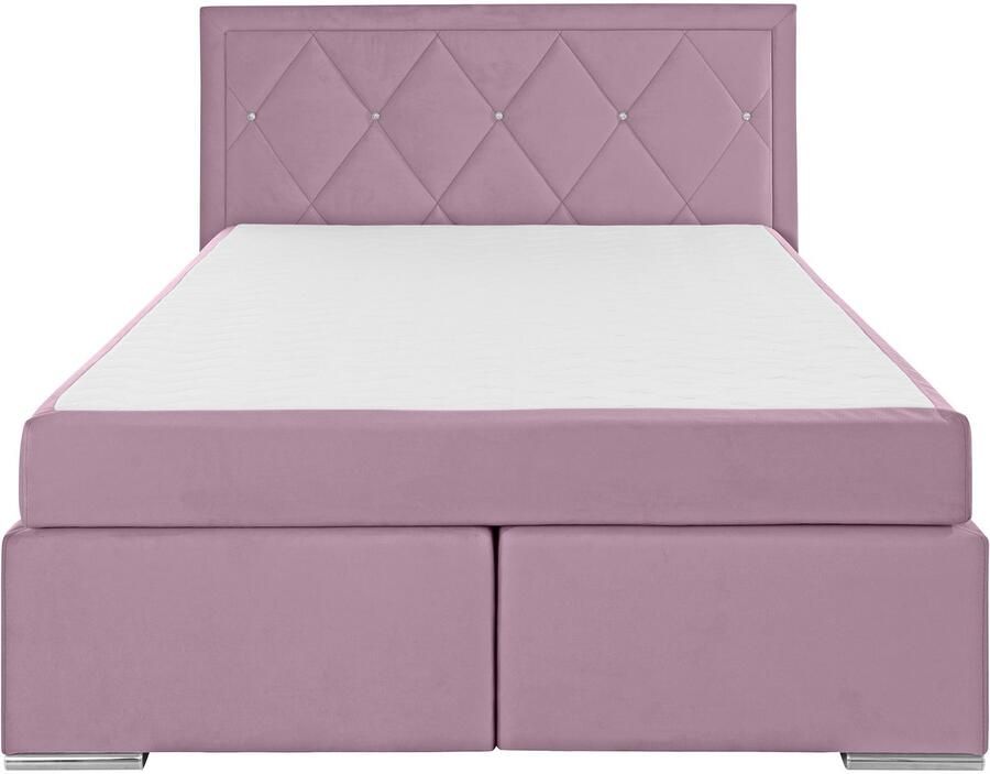 Leonique Boxspring Alfie bestseller optioneel met bedlade met strassteentjes in het hoofdbord h2 h3 en h4 ter keuze