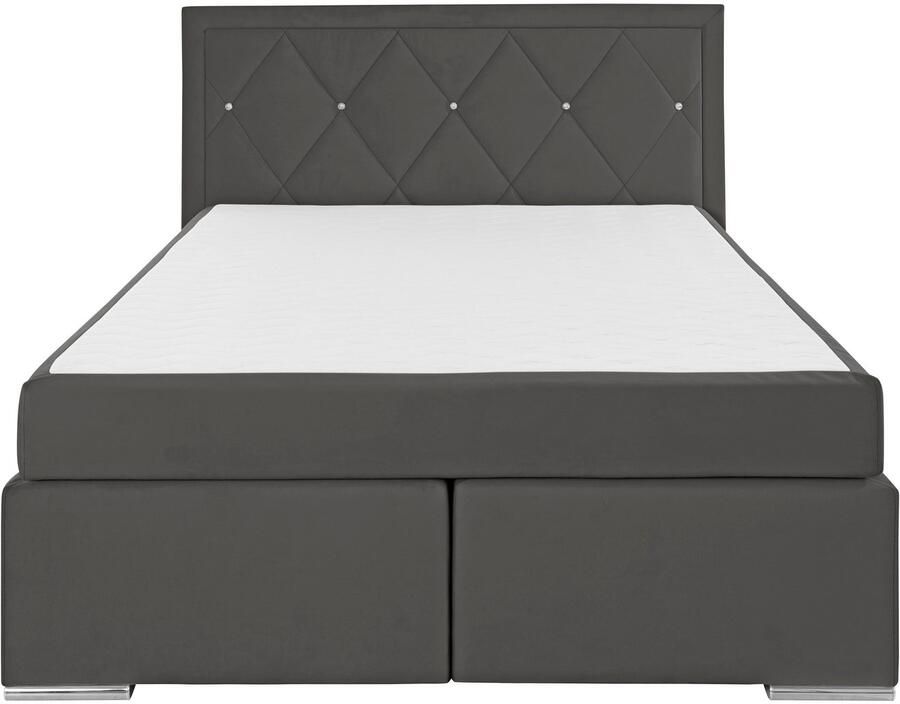Leonique Boxspring Alfie bestseller optioneel met bedlade met strassteentjes in het hoofdbord h2 h3 en h4 ter keuze