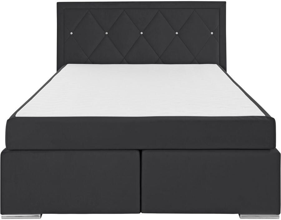 Leonique Boxspring Alfie bestseller optioneel met bedlade met strassteentjes in het hoofdbord h2 h3 en h4 ter keuze