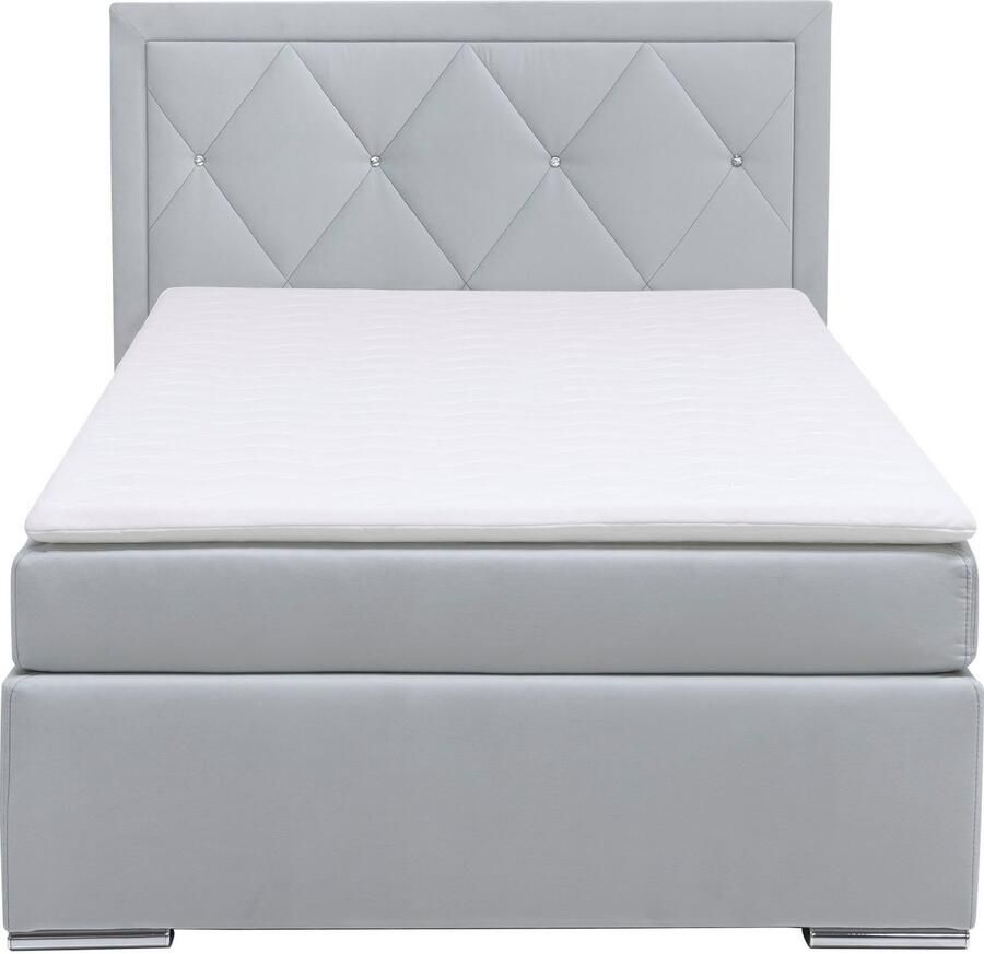 Leonique Boxspring Alfie bestseller optioneel met bedlade met strassteentjes in het hoofdbord h2 h3 en h4 ter keuze