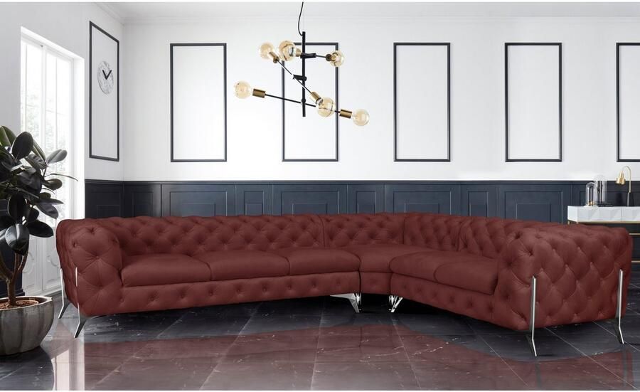 Home affaire Chesterfield-bank Amaury L-vorm grote hoekbank chesterfield-look breedte 323 cm kleur van de poten ter keuze