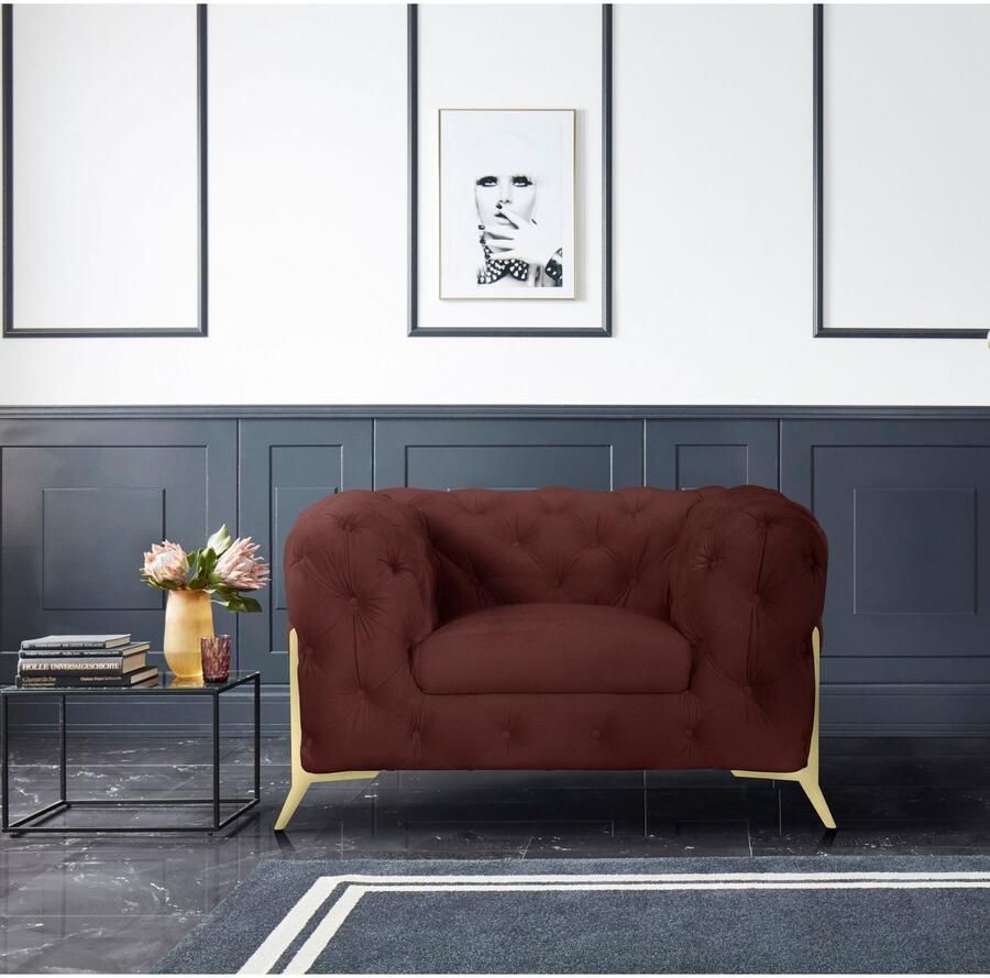 Home affaire Chesterfield-fauteuil Amaury Fauteuil luxueuze capitonnage moderne chesterfield look kleur van de poten ter keuze