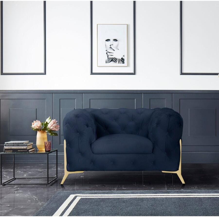 Home affaire Chesterfield-fauteuil Amaury Fauteuil luxueuze capitonnage moderne chesterfield look kleur van de poten ter keuze