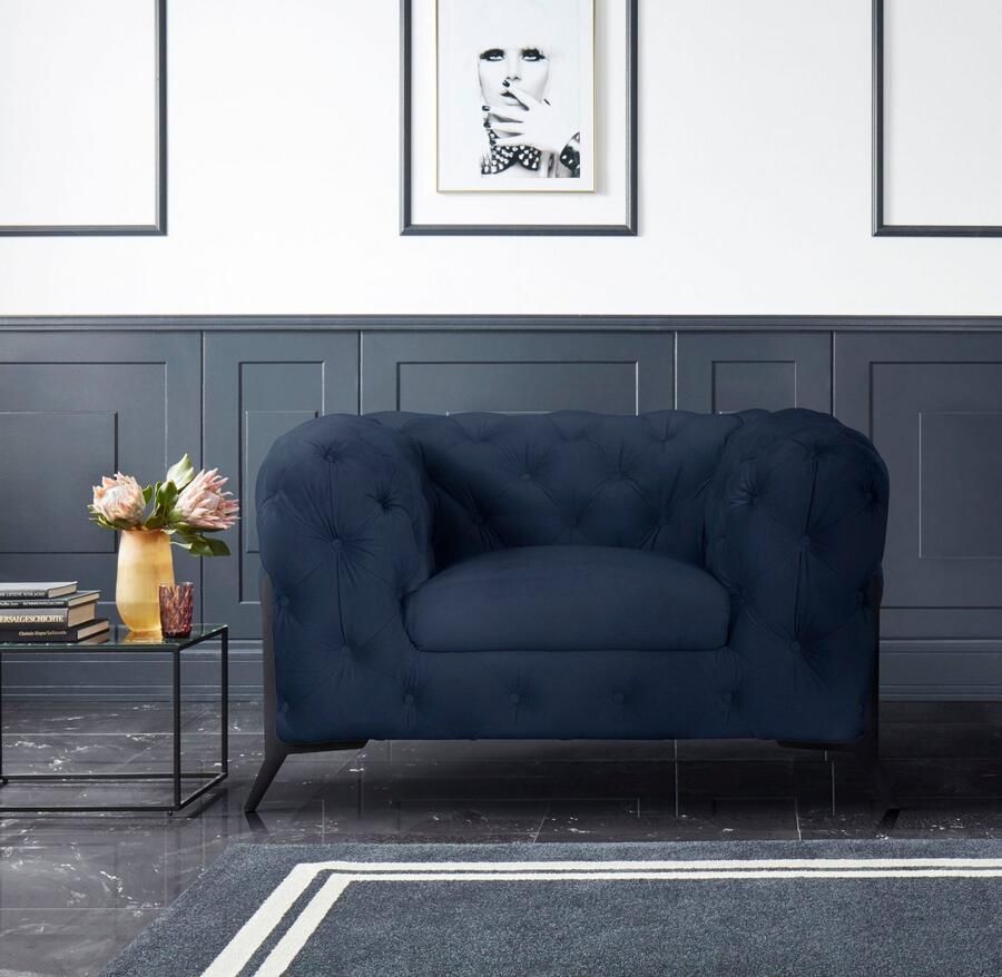 Home affaire Chesterfield-fauteuil Amaury Fauteuil luxueuze capitonnage moderne chesterfield look kleur van de poten ter keuze