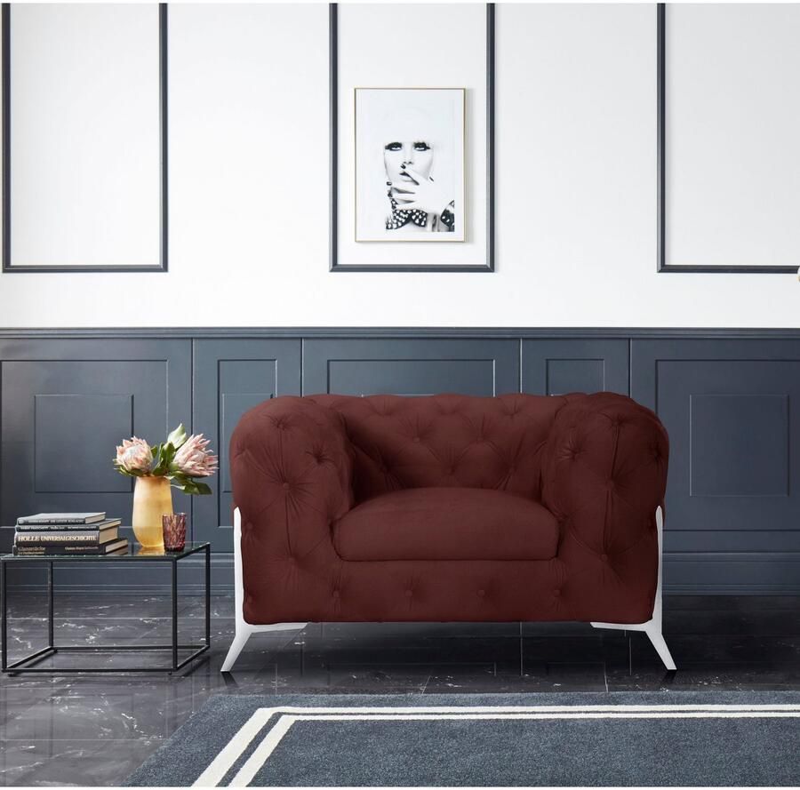 Home affaire Chesterfield-fauteuil Amaury Fauteuil luxueuze capitonnage moderne chesterfield look kleur van de poten ter keuze
