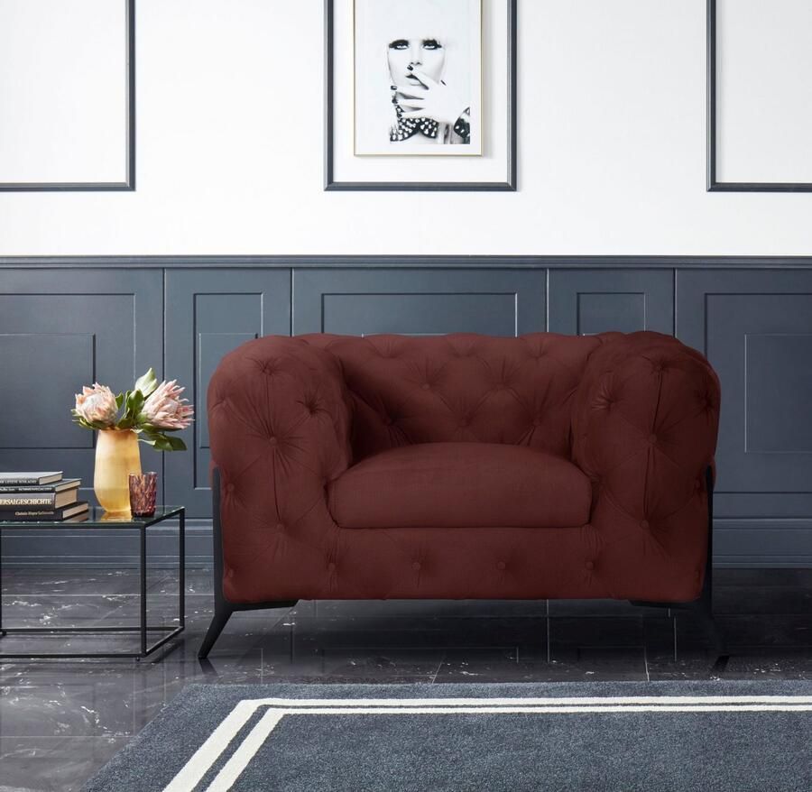 Home affaire Chesterfield-fauteuil Amaury Fauteuil luxueuze capitonnage moderne chesterfield look kleur van de poten ter keuze
